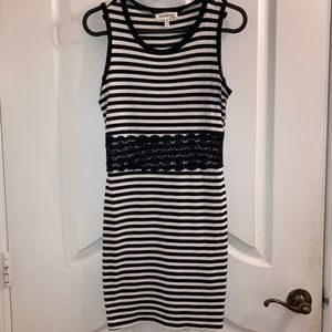 New Monteau white and black striped dress woven size small